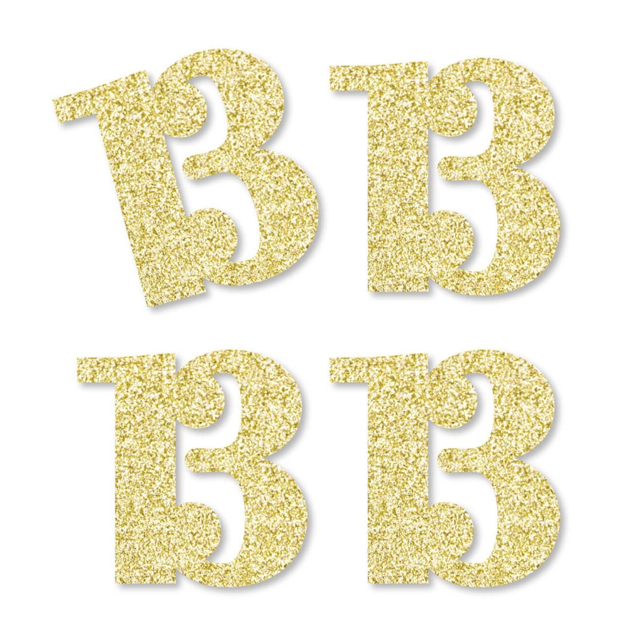 Big Dot of Happiness Gold Glitter 13 - No-Mess Real Gold Glitter Cut-Out Numbers - 13th Birthday Party Confetti - Set of 24